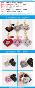 New Lovely 6Colors Double Hearts Keychain Tassel Pendants Fashion