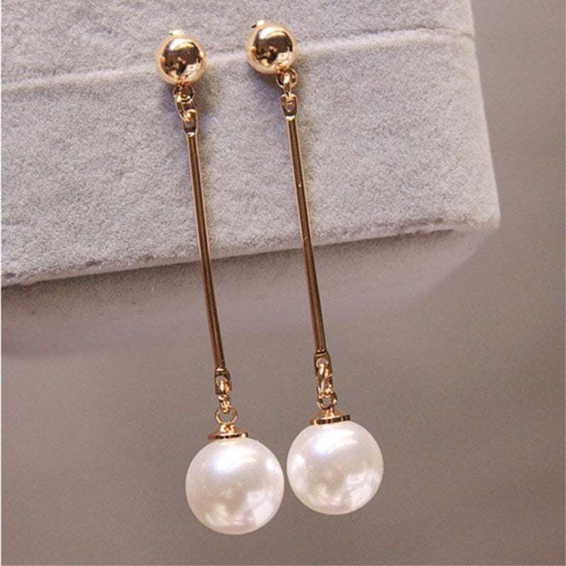 Long Tassel Simulated Pearl Drop Earrings for Women