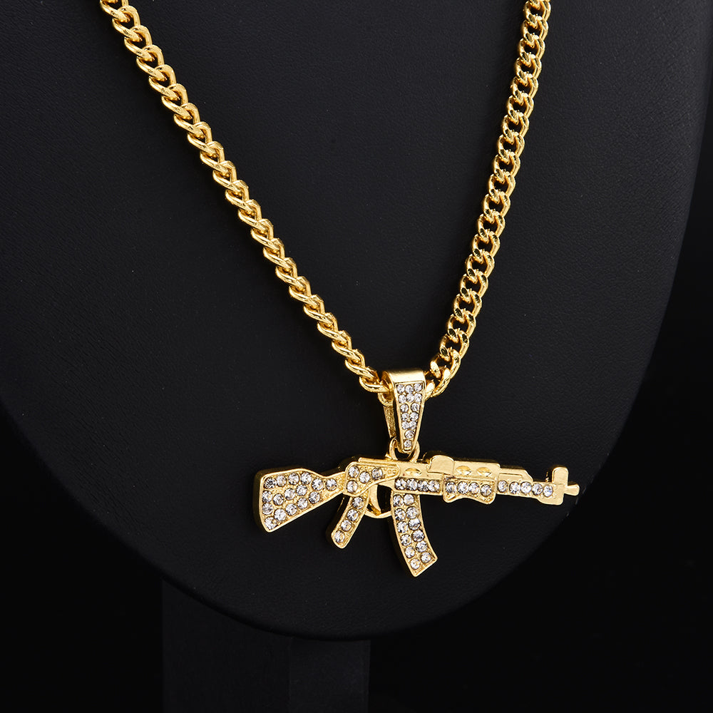 Fashion Choker Necklaces for Women 2020 Gun Pendant Crystal Rhinestone