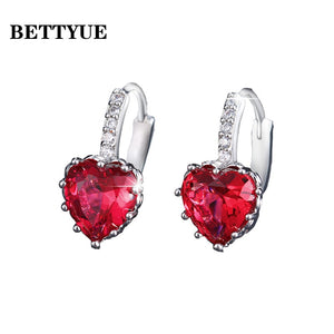 Bettyue Cute Earring Zircon Multicolor Elegant Hearts Shape Jewelry Fashion