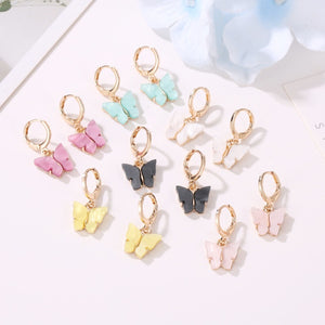 2020 New Women's Earrings Fashion Color Acrylic Butterfly Stud Earrings